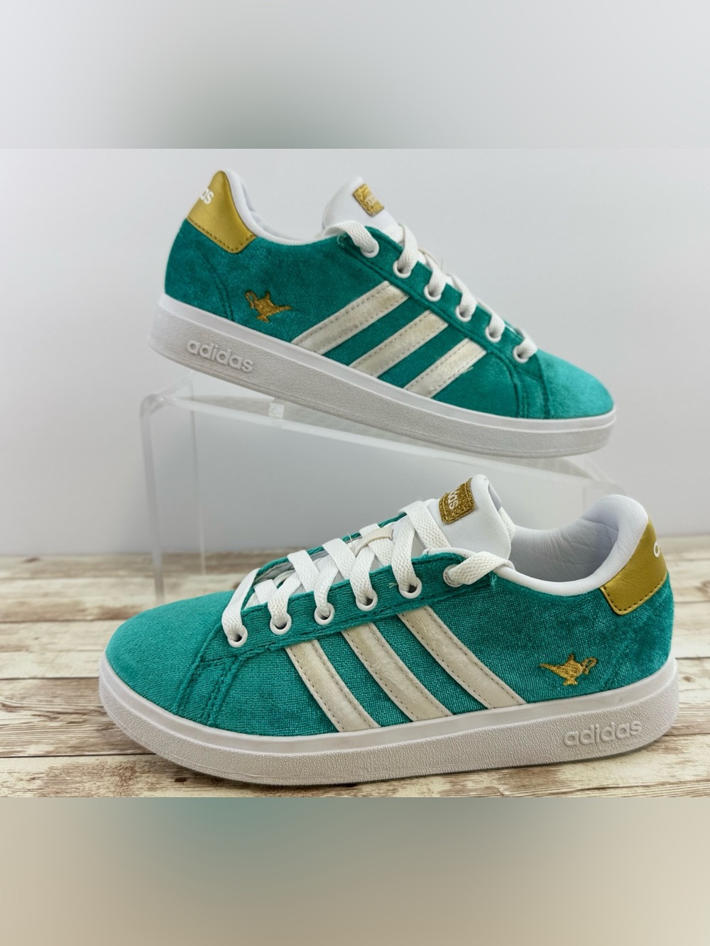 Adidas Grand Court 2.0 Kids Sneakers, Disney Jasmine Pure Teal, US Size 3